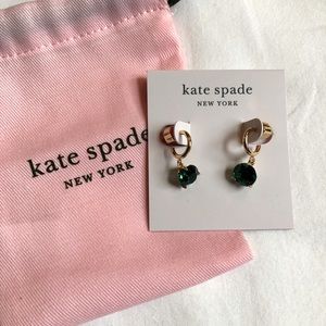 Kate Spade Brilliant Statement Huggies earrings-emerald green-NWT